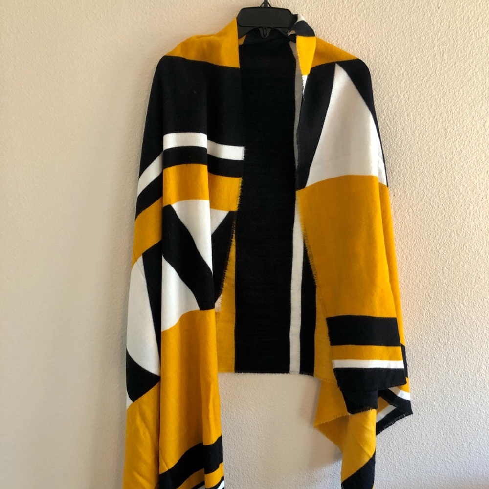 Yellow and Navy Zara scarf